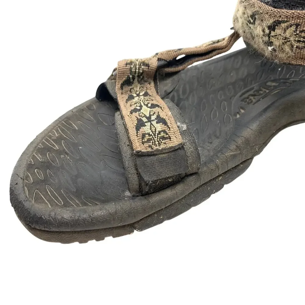 Teva 6575 Brown Black Sport Sandals Shoes Fisherman Dad Shoes Hiking Caming 10